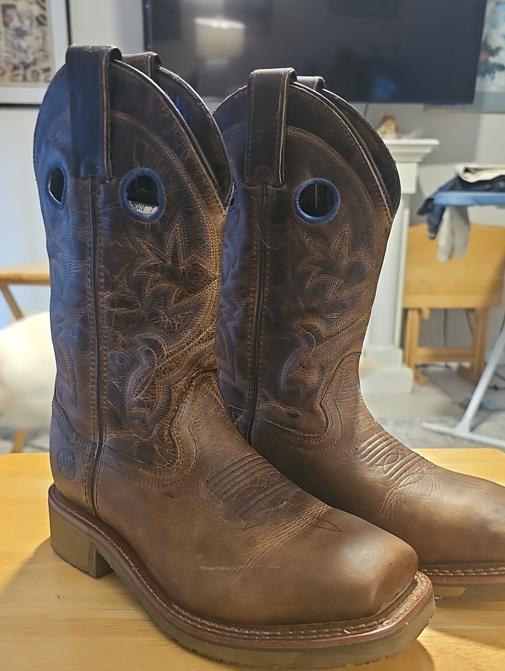 Double H‎ DH2410 Western Work Boots WomensSz 7 Brown Leather EH Square Toe